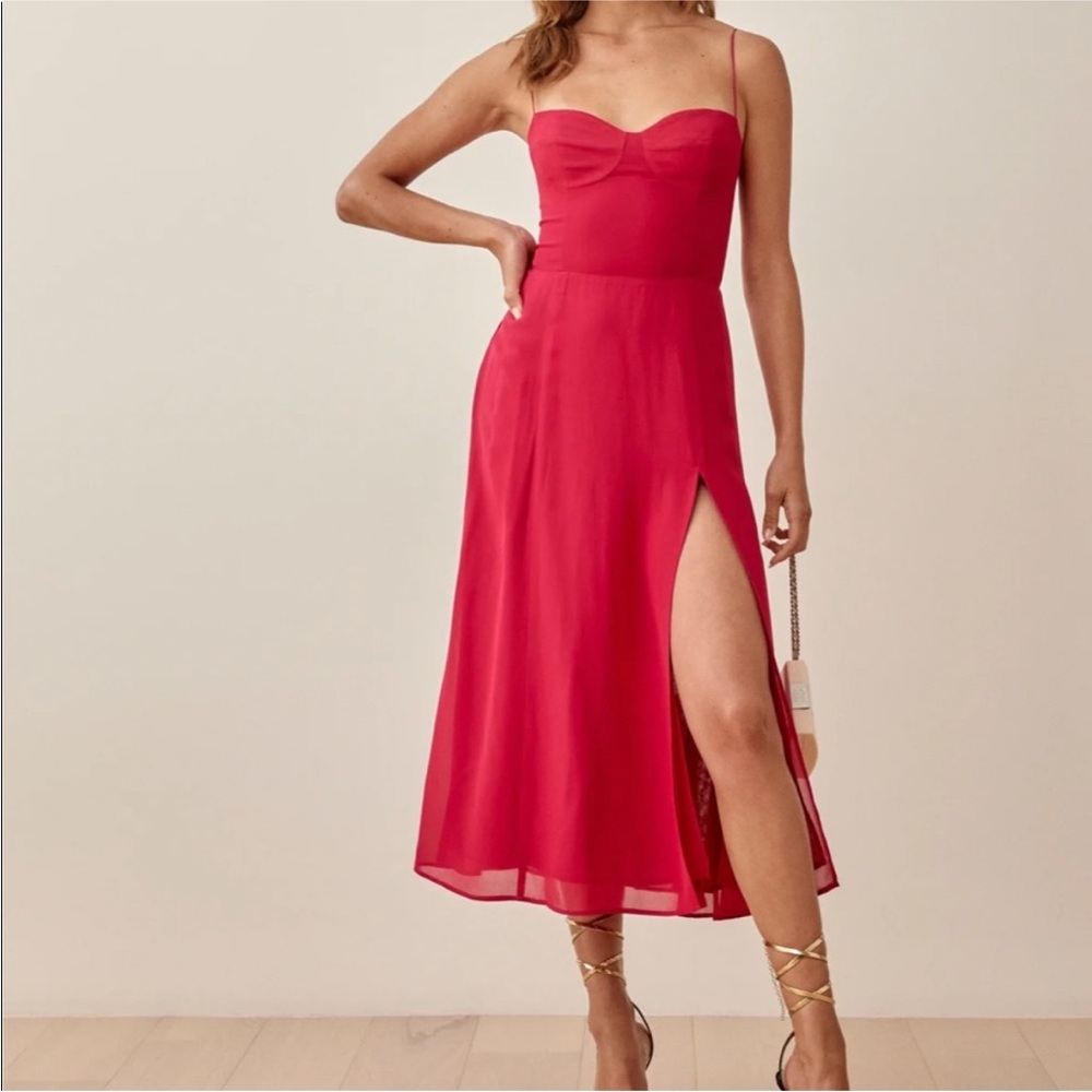 Reformation Juliette Dress in Rhubarb